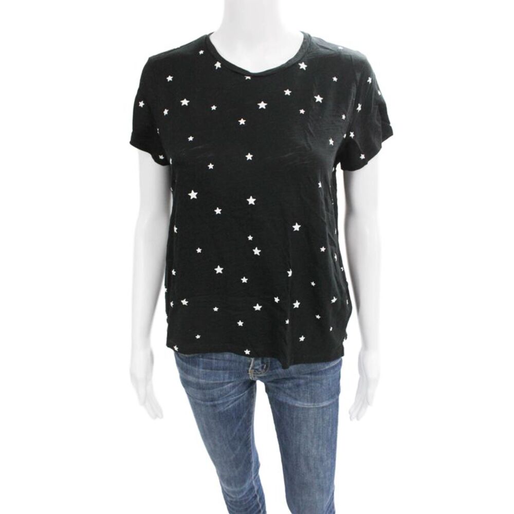 Goldie Womens Black Star Basic T-Shirt Round Neck Short Sleeve Size M